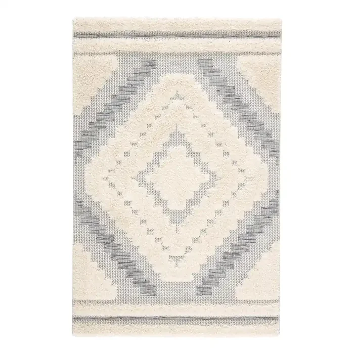 Hilo Gray and Cream Geometric Indoor Outdoor Rug