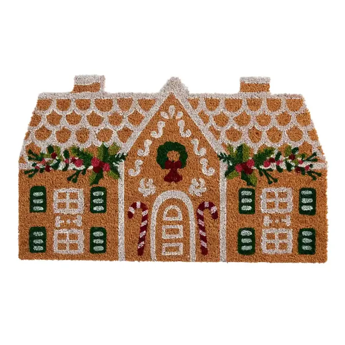 Holiday Gingerbread House Coir Doormat
