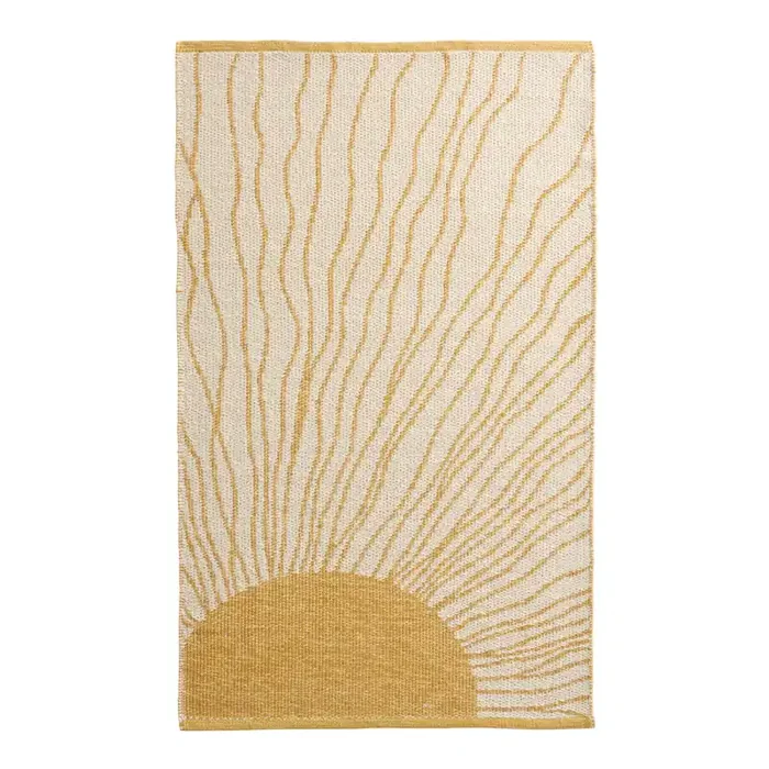 Icarus Golden Ochre Sunrays Recycled Indoor Outdoor Rug