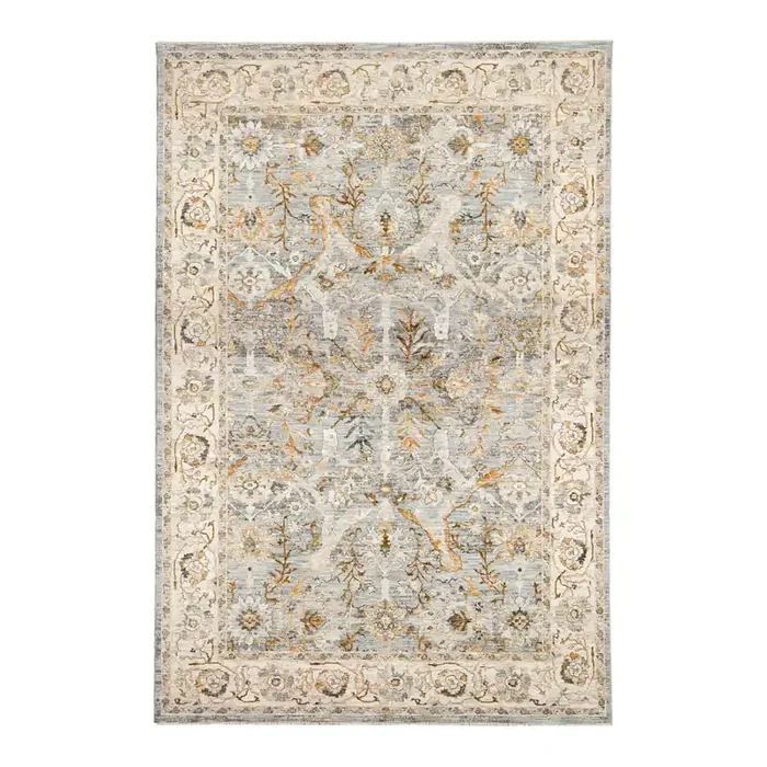 Impressions Kashan Blue and Gold Traditional Style Area Rug
