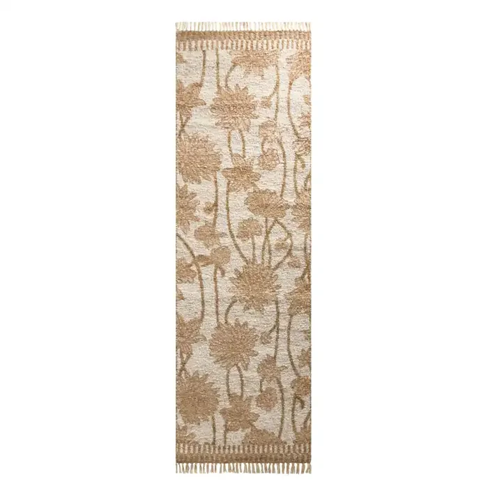 Irene Cream and Brown Floral Indoor Outdoor Floor Runner