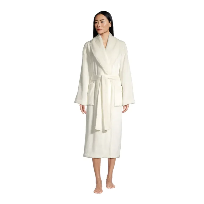 Ivory Faux Fur and Super Soft Fleece Robe