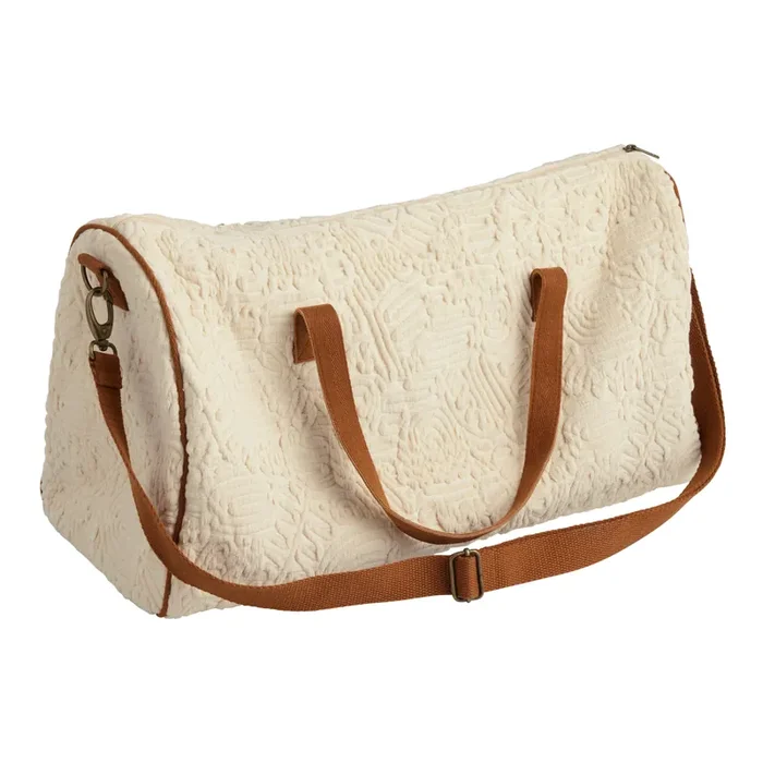 Ivory Floral Textured Weekender Bag