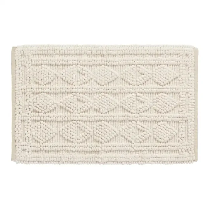 Ivory Geometric Loop Bath Mat