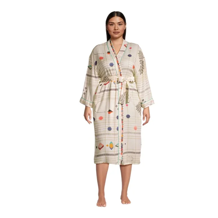 Ivory Geometric Shape Printed Robe