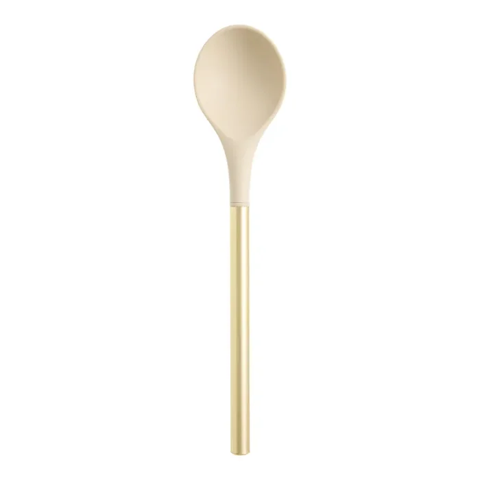 Ivory Silicone and Brushed Gold Steel Cooking Spoon