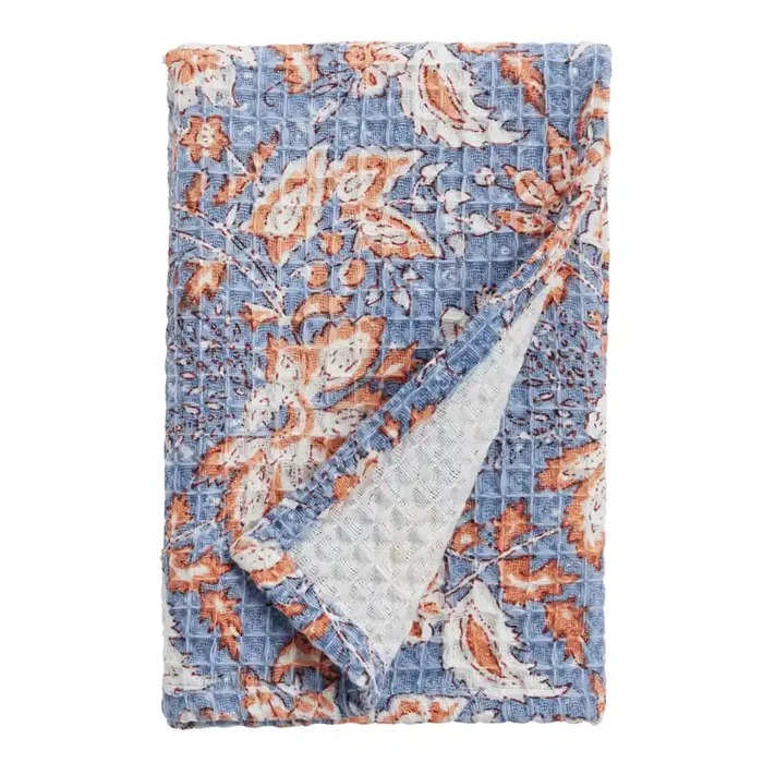 Jaipur Floral Block Print Waffle Weave Hand Towel