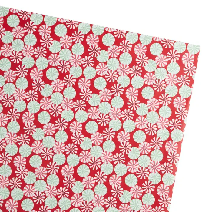 Jumbo Red and Green Peppermints Holiday Wrapping Paper Roll