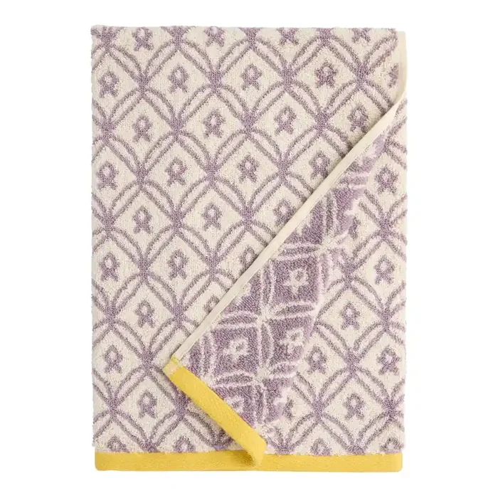 Kara Lilac Geometric Diamond Terry Cotton Bath Towel