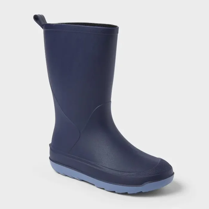 Kids‘ Andy Rain Boots – Cat & Jack™ Navy Blue 6 Waterproof, Pull-On, Non-Marking Sole, Flexible Outsole, Medium Width