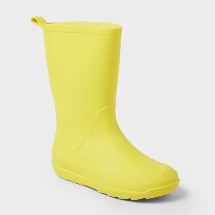 Kids‘ Andy Rain Boots – Cat & Jack™ Yellow 13 Waterproof, Pull-On, Non-Marking Sole, Flexible Outsole, Round Toe