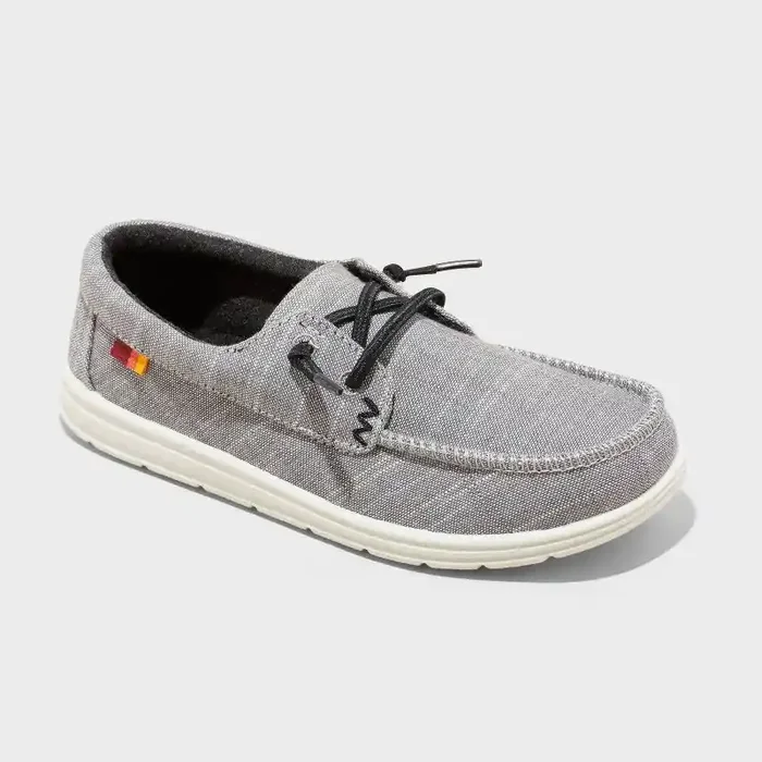 Kids‘ Briar Slip-On Sneakers – Cat & Jack™ Charcoal Gray 6 Elastic Laces, Canvas, Low Top