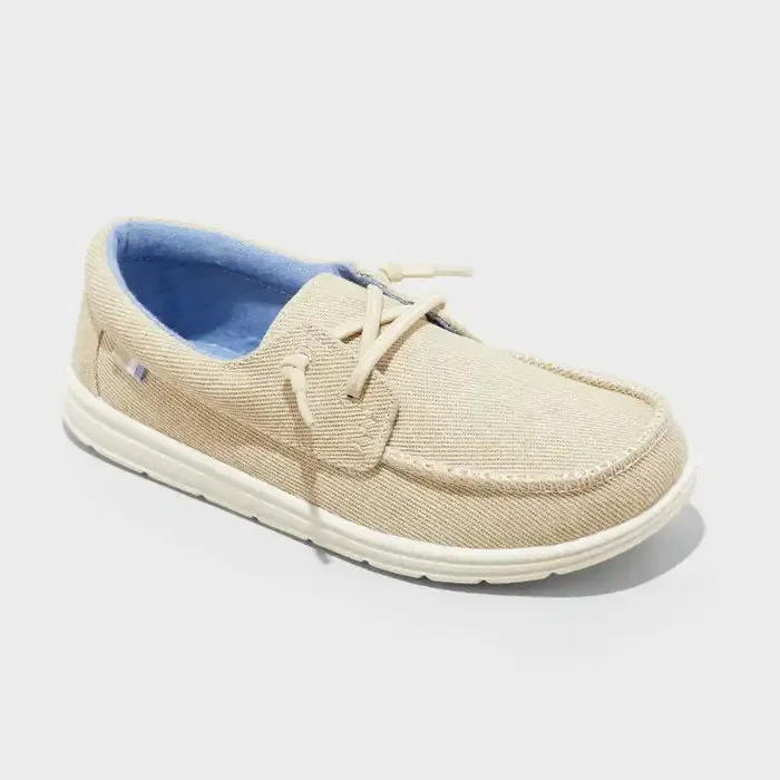 Kids‘ Briar Slip-On Sneakers – Cat & Jack™ Tan 3 Elastic Laces, Canvas, Low Top, Medium Width