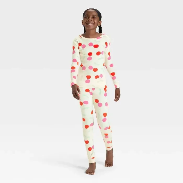 Kids‘ Long Sleeve Snuggly Soft Pajama Set – Cat & Jack™ Cream 14