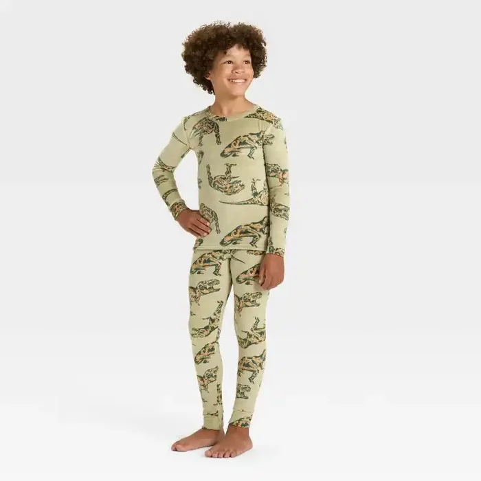 Kids‘ Long Sleeve Snuggly Soft Pajama Set – Cat & Jack™ Green 12