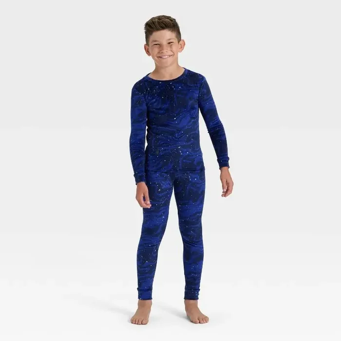 Kids‘ Long Sleeve Snuggly Soft Pajama Set – Cat & Jack™ Navy Blue 14