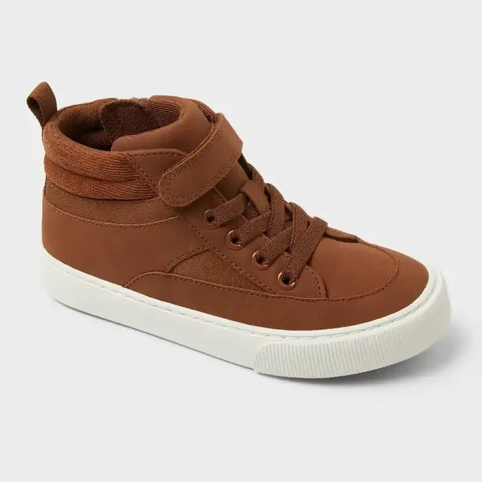 Kids‘ Robert Sneaker Boots – Cat & Jack™ Cognac 6 Zipper, Hook & Loop, Padded Collar