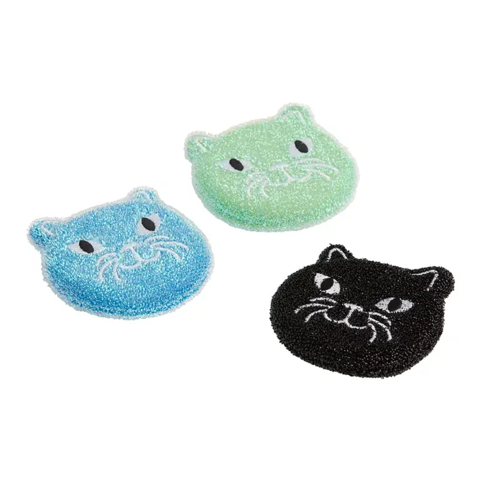 Kikkerland Kitty Scrub Sponges 3 Pack