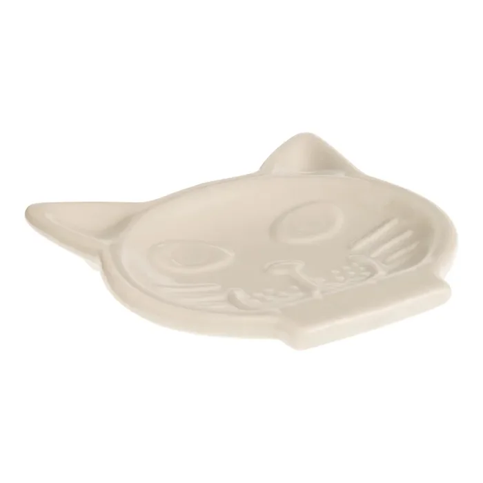 Kikkerland White Ceramic Cat Figural Spoon Rest