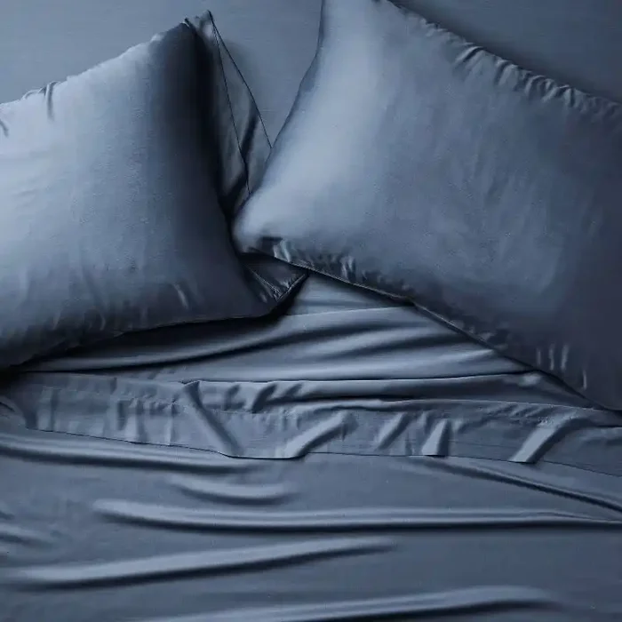 King 400 Thread Count Rayon from Bamboo Sheet Set Dark Mineral Blue – Casaluna™