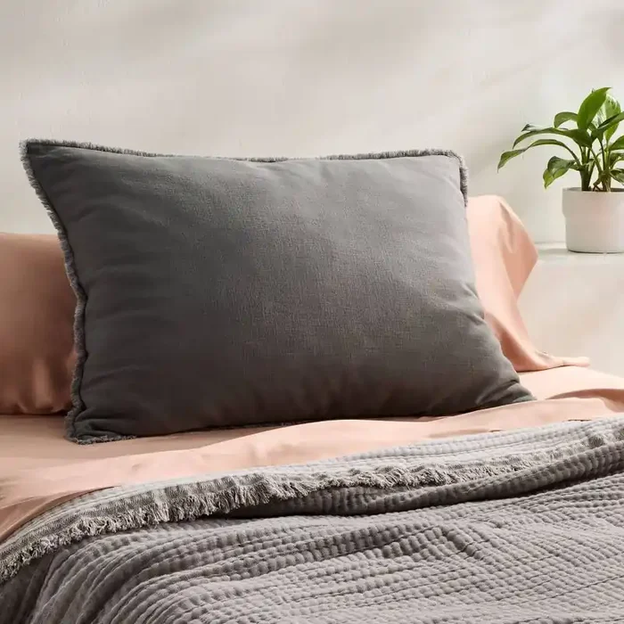 King Euro Heavyweight Linen Blend Decorative Throw Pillow Dark Gray – Casaluna™ Rectangle, Rayon & Linen, Indoor Use, Removable Cover