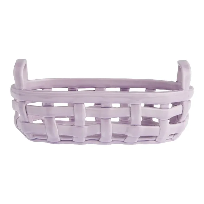 Large Lilac Ceramic Basketweave Kitchen Basket