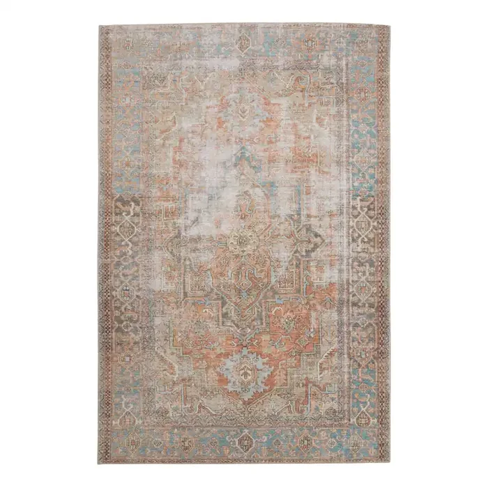 Lauren Terracotta and Blue Persian Style Indoor Outdoor Rug