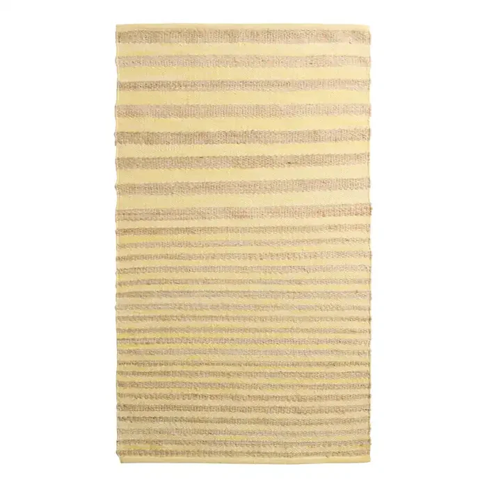 Limoncello Yellow and Natural Stripe Jute and Wool Area Rug