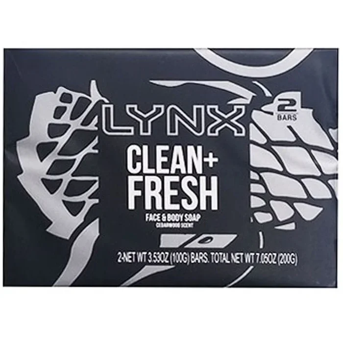 LYNX Face & Body Soap Twin Pack Clean & Fresh 2 x 100g
