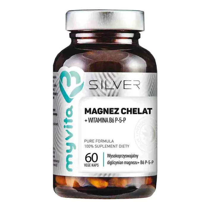 Magnesiumchelat Magnesiumbisglycinat + Vitamin B6 P – 5 – P 60 Kapseln MYVITA SILVER PURE