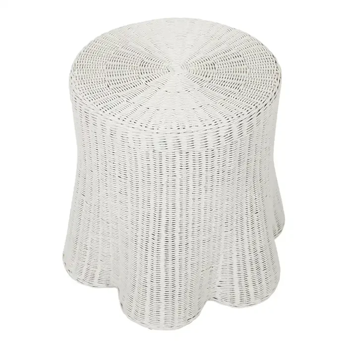 Manado Handwoven Rattan Scalloped Base Side Table