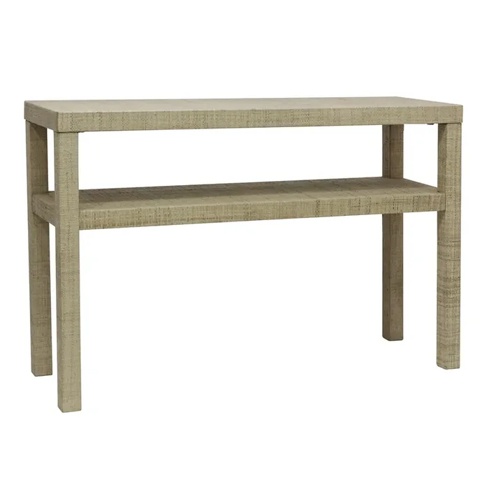 Marlowe Handwoven Raffia Console Table with Shelf