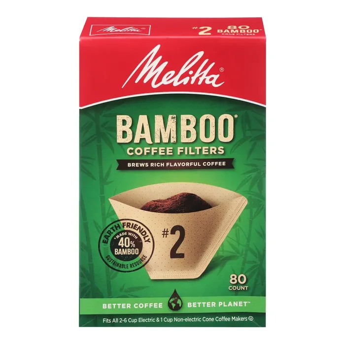 Melitta Bamboo No. 2 Cone Coffee Filters 80 Count