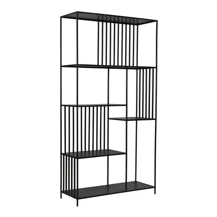 Mellott Wide Black Iron Asymmetrical Bookshelf
