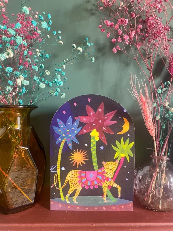 Midnight Leopard Bell Jar Card