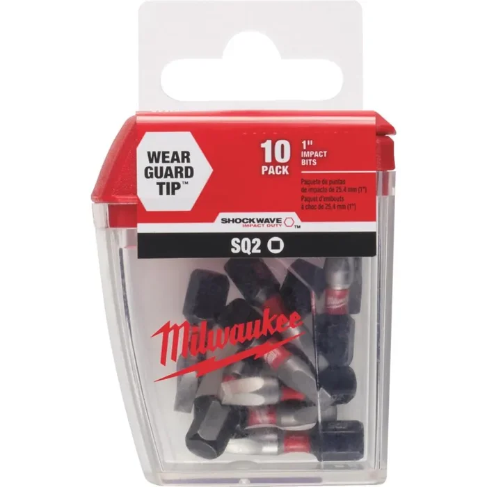 Milwaukee Shockwave 2 Square Recess 1 In. Insert Impact Screwdriver Bit (10-Pack)