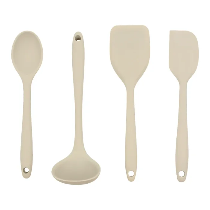 Mini Greige Silicone Cooking Utensils Set of 4