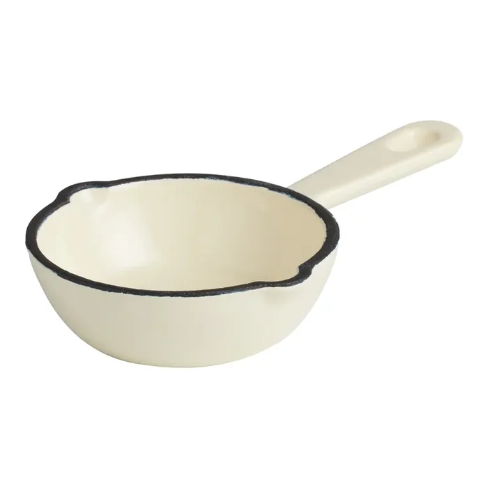 Mini Ivory and Black Rim Enameled Cast Iron Frying Pan