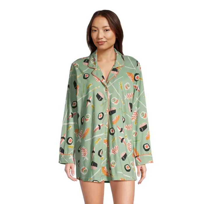 Mint and Coral Sushi Knit Nightshirt