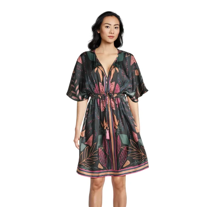 Mira Multicolor Tropical Wailea Short Kaftan Dress
