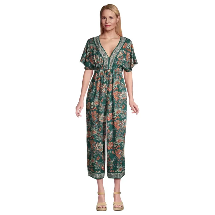 Misha Teal and Coral Floral Jumpsuit with Pockets