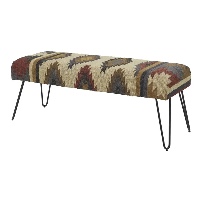 Mossbrook Black Metal Geo Upholstered Bench
