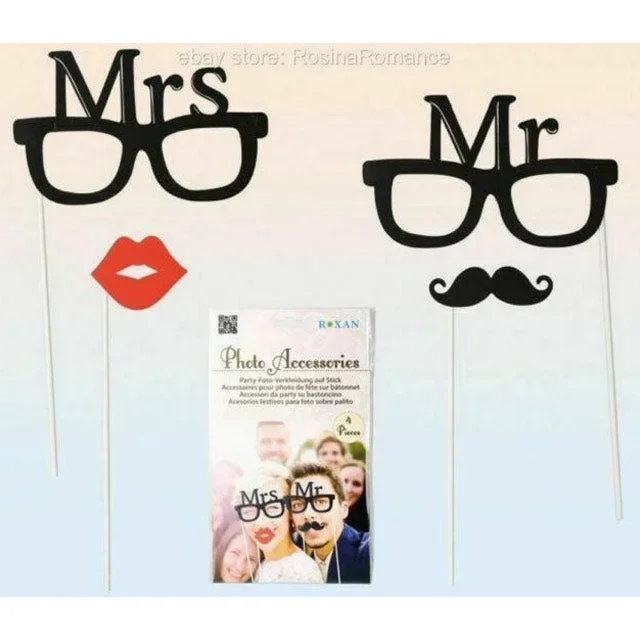 Mr And Mrs Photo Booth Props 4pc
