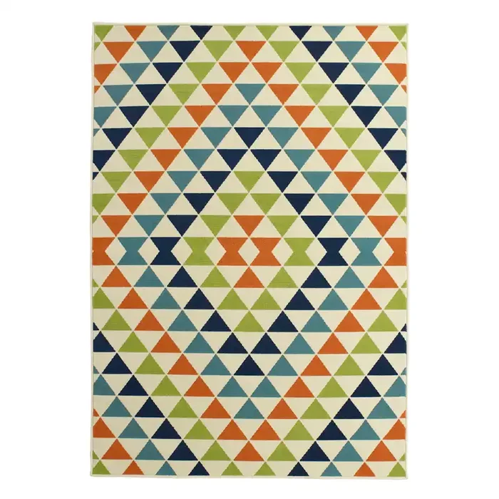 Multicolor Diamonds Low Profile Indoor Outdoor Rug