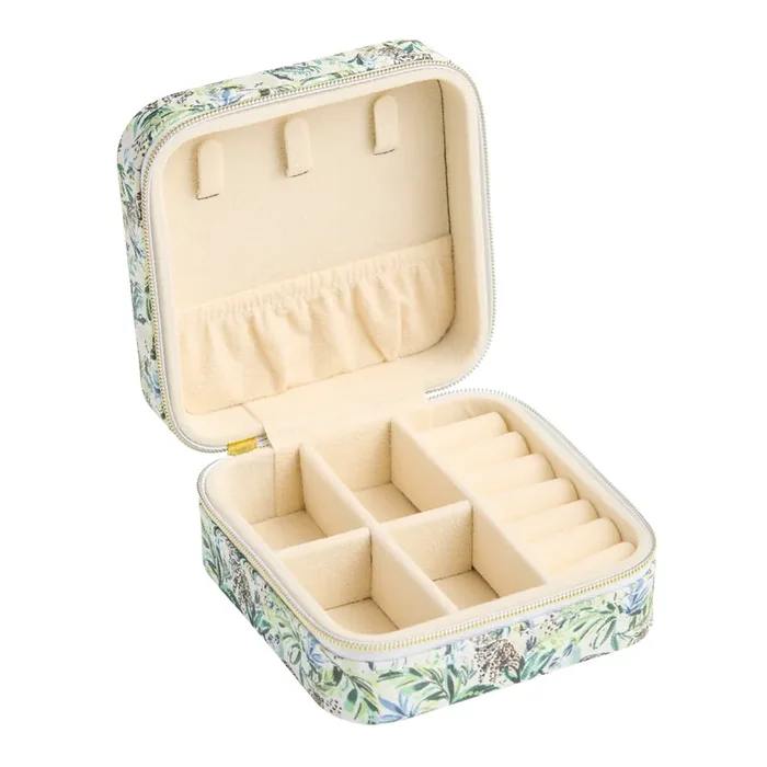 Multicolor Faux Leather Jungle Cats Travel Jewelry Box