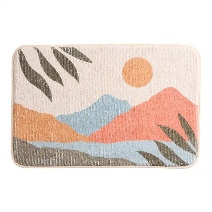 Multicolor Scenic Mountain Memory Foam Bath Mat