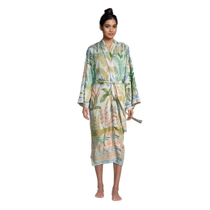Multicolor Tropical Geo Border Robe