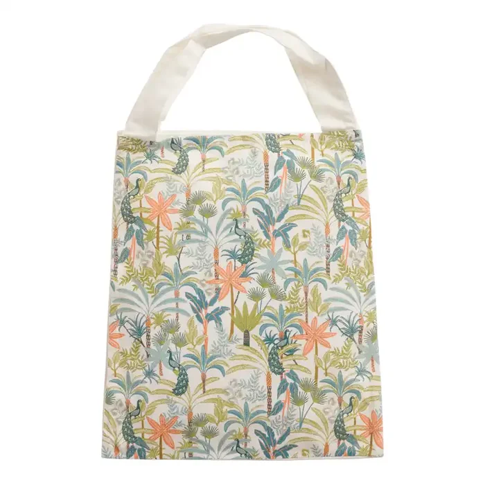 Multicolor Tropical Peacock and Palm Canvas Tote Bag