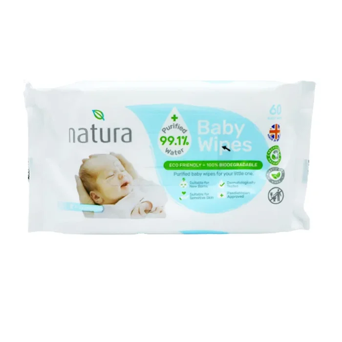 Natura Purified Water Baby Wipes 60’s – Case of 12