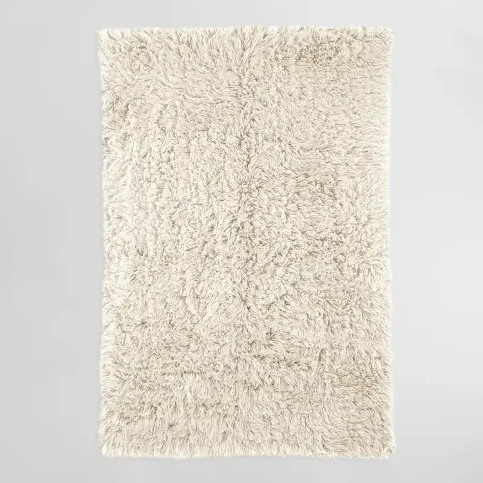 Natural Flokati Wool Area Rug